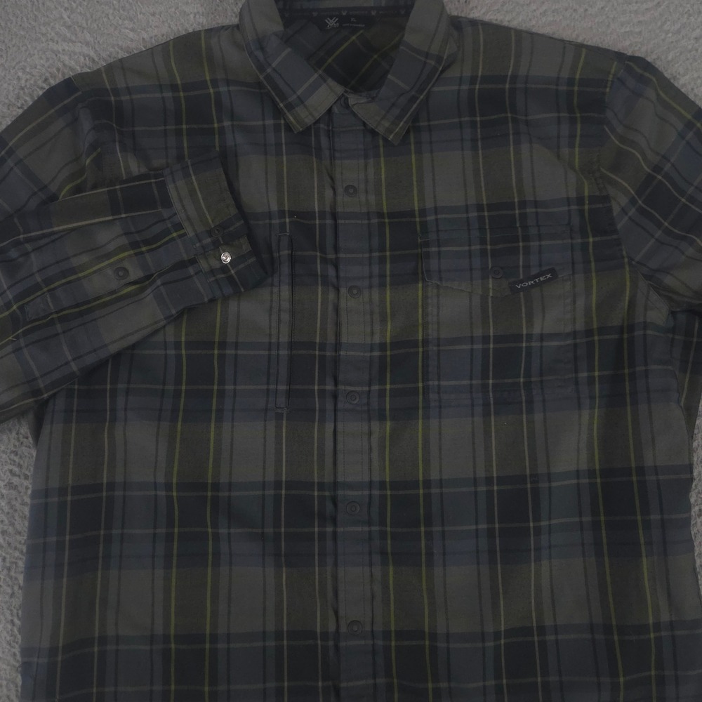 Vortex Shirt Mens XL Plaid Trail Call Wool Blend Conceal Carry Tactical Snap Up